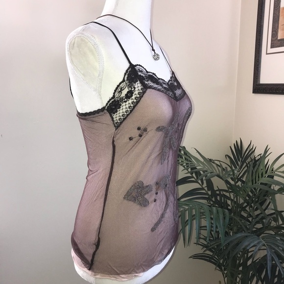 VERO MODA Line Mesh Sequin Appliqué Lace Tank Top - Picture 3 of 7